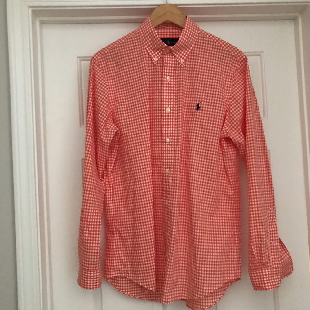 *NWOT* Ralph Lauren Orange Gingham Shirt